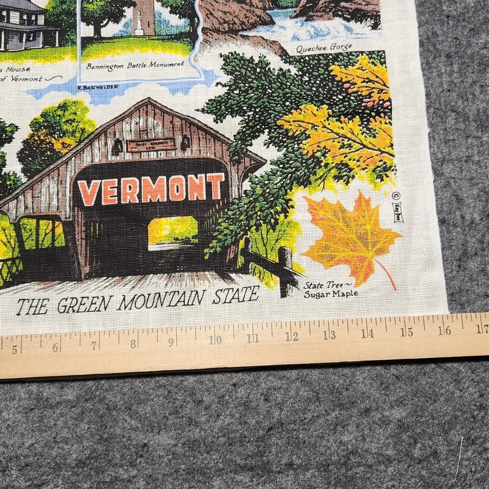 Kay Dee Vintage Linen Kitchen Tea Towel Vermont Souvenir Tourist Locations State